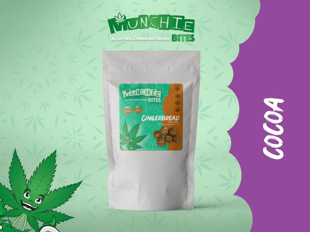 Picture bag of munchie bites cocoa flavor hemp cbd full spectrum cannabinoids